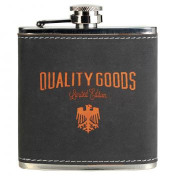 FSK612 - 6 oz. Dark Gray/Orange Textured Stainless Steel Flask